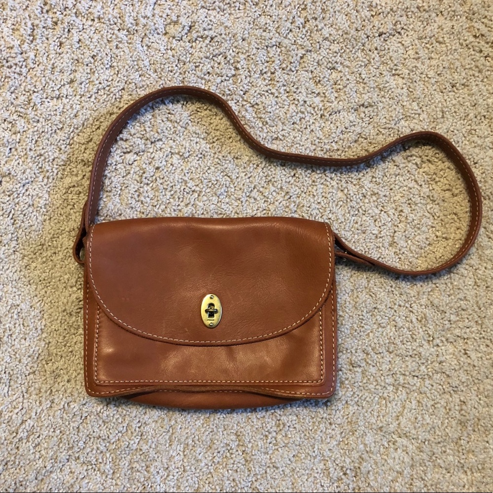 Genuine Leather Fossil Shoulder Bag Brown Purse